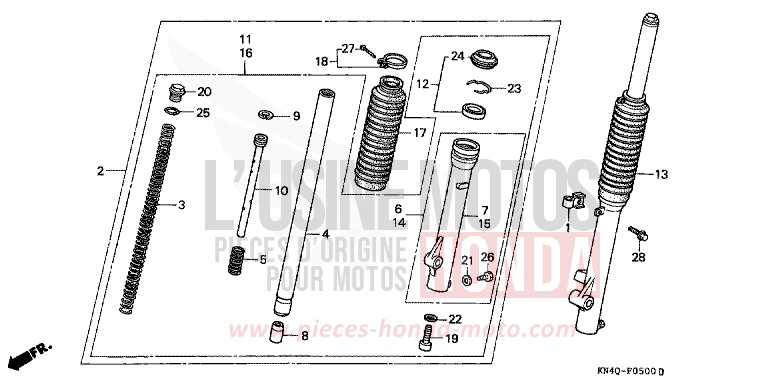 FRONT FORK for XR100R SHASTA WHITE (NH138) from 1997