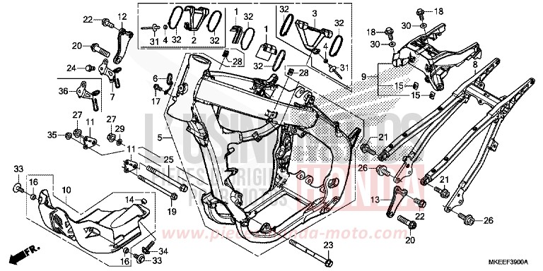 FRAME BODY for CRF450R EXTREME RED (R292) from 2019
