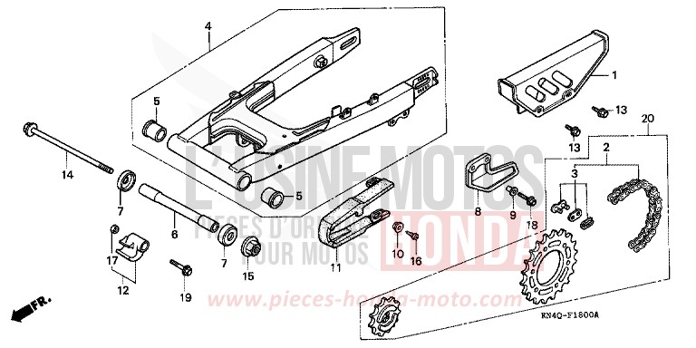 SWINGARM for XR100R SHASTA WHITE (NH138) from 1999