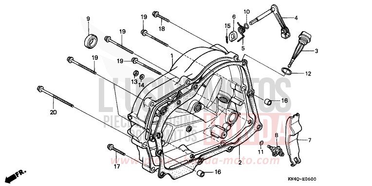 RIGHT CRANKCASE COVER for XR100R FIGHTING RED (R134) from 2000