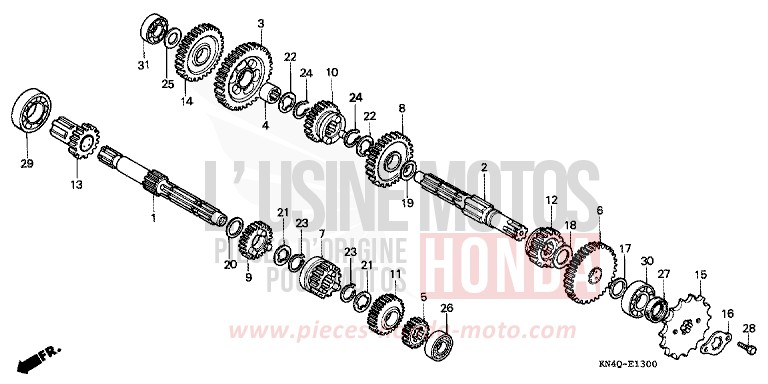 TRANSMISSION for XR100R FIGHTING RED (R134) from 2000