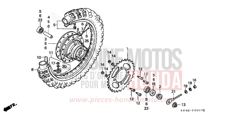 REAR WHEEL for XR100R FIGHTING RED (R134) from 2000