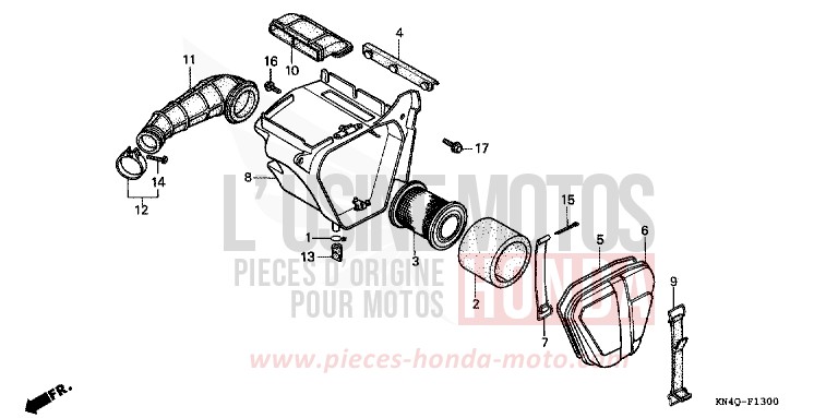AIR CLEANER for XR100R FIGHTING RED (R134) from 2000