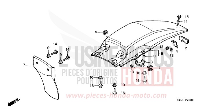 REAR FENDER for XR100R SHASTA WHITE (NH138) from 1998