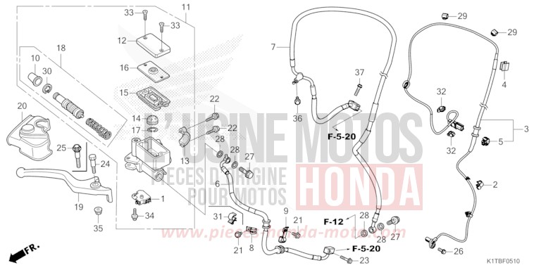 FR. BRAKE MASTER CYLINDER (CRF250LA/LRA,300LA/LRA) for CRF300LA EXTREME RED (R292) from 2025