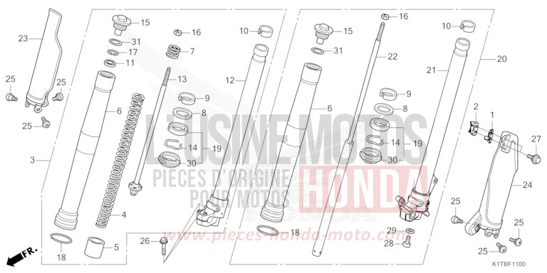 FRONT FORK for CRF300LA EXTREME RED (R292) from 2025