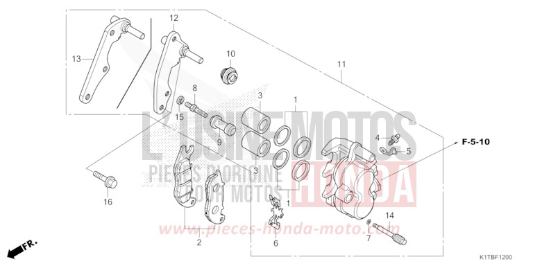 FRONT BRAKE CALIPER for CRF300LA EXTREME RED (R292) from 2025