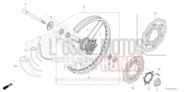 FRONT WHEEL for CRF300LA EXTREME RED (R292) from 2025