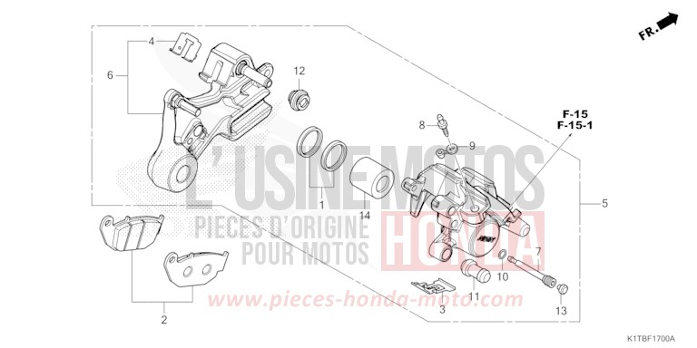 REAR BRAKE CALIPER for CRF300LA EXTREME RED (R292) from 2025