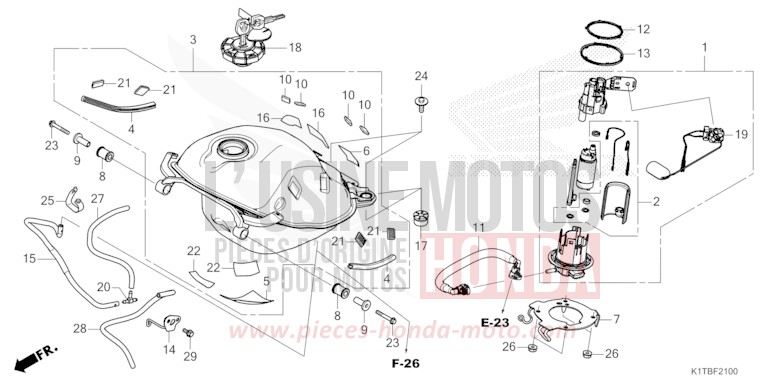 FUEL TANK (CRF250LA,CRF300L/LA) for CRF300LA EXTREME RED (R292) from 2025