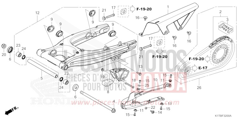 SWINGARM for CRF300LA EXTREME RED (R292) from 2025