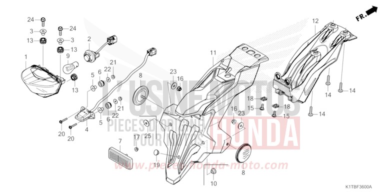 TAILLIGHT/LICENSE LIGHT for CRF300LA EXTREME RED (R292) from 2025