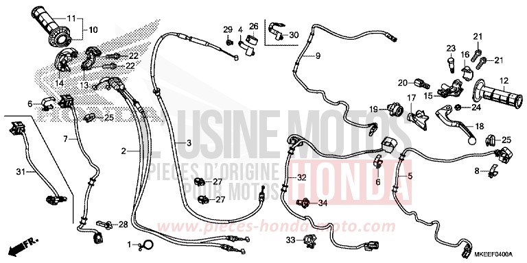 HANDLE LEVER/SWITCH/CABLE for CRF450R EXTREME RED (R292) from 2020