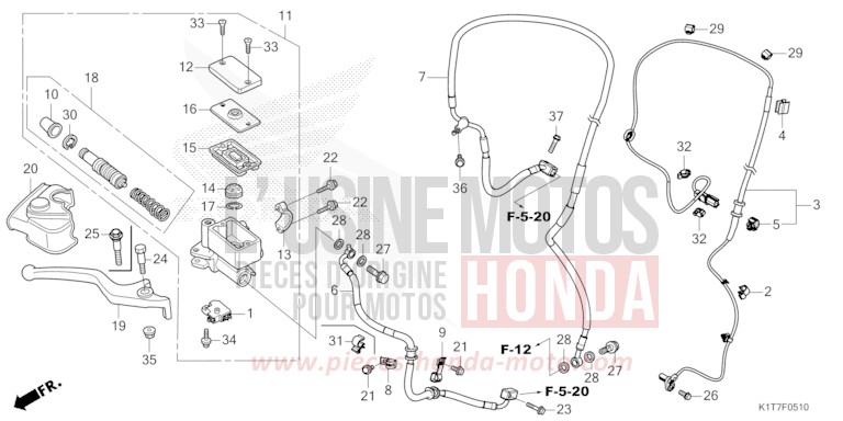 FR. BRAKE MASTER CYLINDER (CRF250LA/LRA,300LA/LRA) for CRF300LA EXTREME RED (R292) from 2023