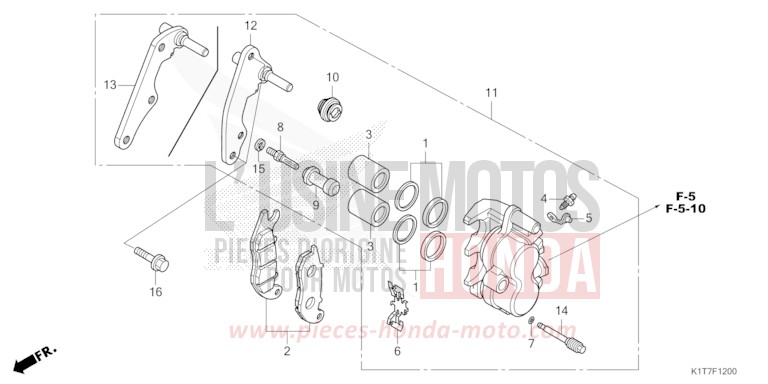 FRONT BRAKE CALIPER for CRF300LA EXTREME RED (R292) from 2023