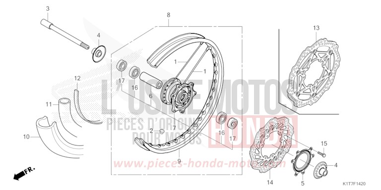 FRONT WHEEL for CRF300LA EXTREME RED (R292) from 2023