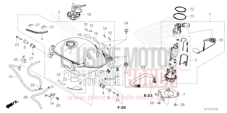 FUEL TANK (CRF250L/LA,CRF300L/LA) for CRF300LA EXTREME RED (R292) from 2023