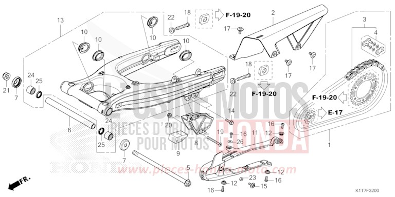 SWINGARM for CRF300LA EXTREME RED (R292) from 2023