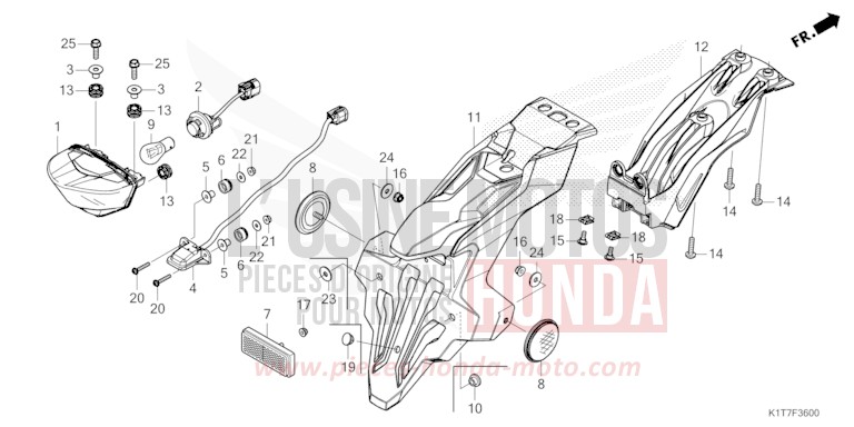 TAILLIGHT/LICENSE LIGHT for CRF300LA EXTREME RED (R292) from 2023