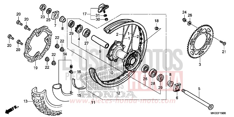 REAR WHEEL for CRF450R EXTREME RED (R292) from 2020