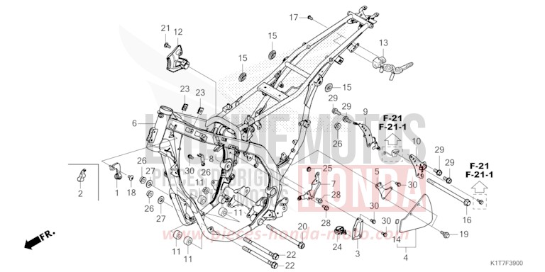 FRAME BODY for CRF300LA EXTREME RED (R292) from 2023