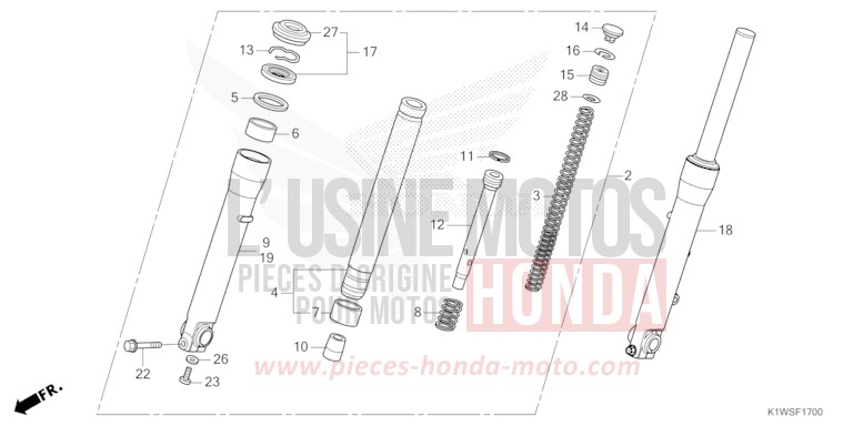 FRONT FORK for SH350i PEARL FALCON GRAY (NHC61) from 2026