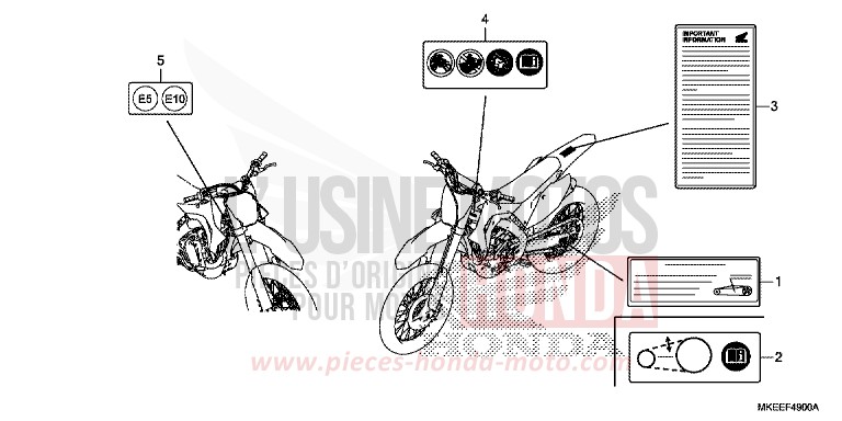 ETICHETTA DI AVVERTIMENTO per CRF450R EXTREME RED (R292) del 2020