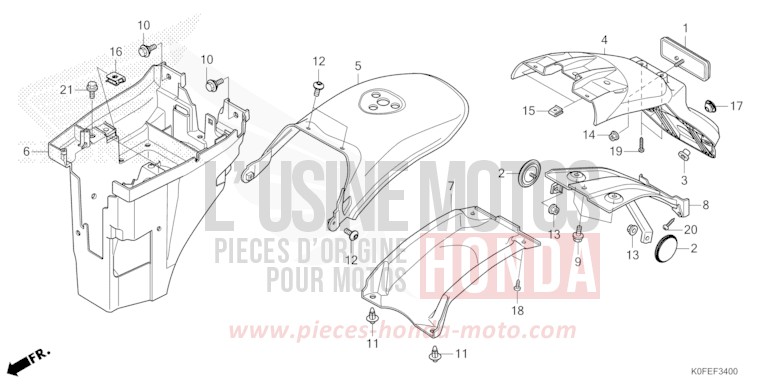 REAR FENDER for Monkey SHEEN SILVER METALLIC (NH364) from 2025