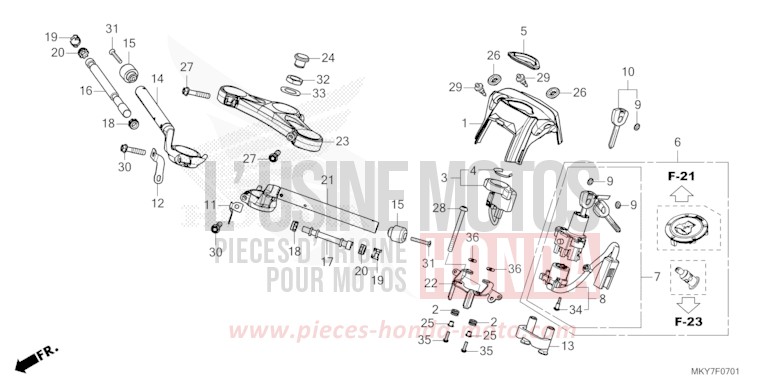 HANDLE PIPE/TOP BRIDGE (CBR650RA/CBR650RAC) for CBR650R MAT GUNPOWDER BLACK METALLIC (NH436) from 2026