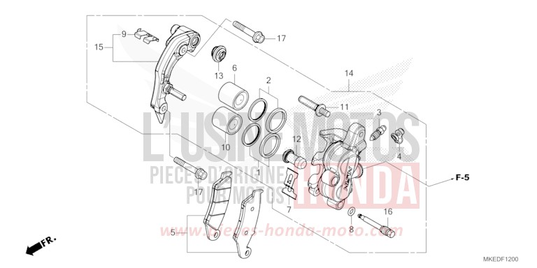 FRONT BRAKE CALIPER for CRF450R EXTREME RED (R292) from 2022