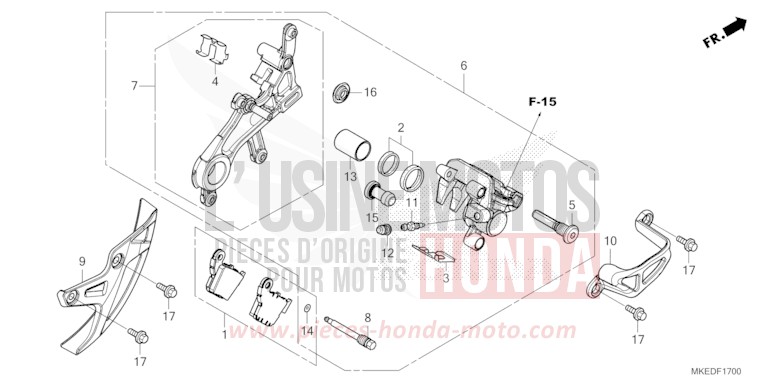 REAR BRAKE CALIPER for CRF450R EXTREME RED (R292) from 2022