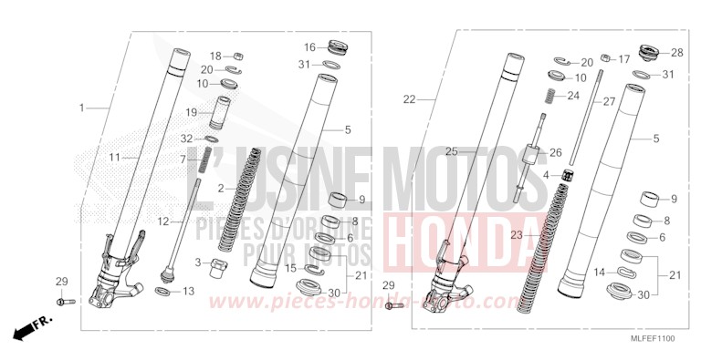 FRONT FORK (NT1100A/D) for NT1100 IRIDIUM GRAY METALLIC (NHC65) from 2026