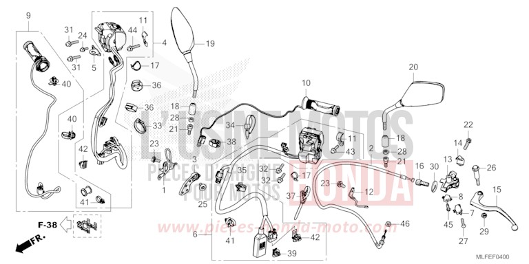 HANDLE SWITCH/LEVER/CABLE/MIRROR (NT1100A) for NT1100 MAT WARM ASH METALLIC (YR386) from 2026
