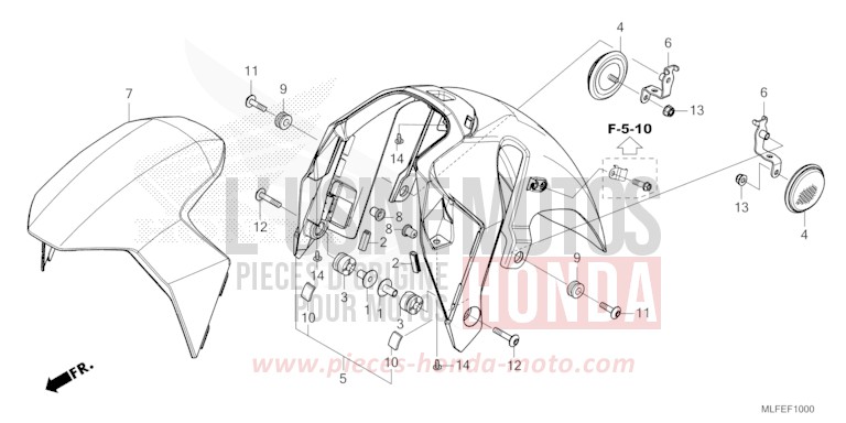 FRONT FENDER for NT1100 PEARL HAWKSEYE BLUE (PB409) from 2026