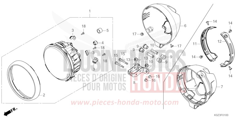HEADLIGHT for GB350S GUNMETAL BLACK METALLIC (NHC52) from 2025