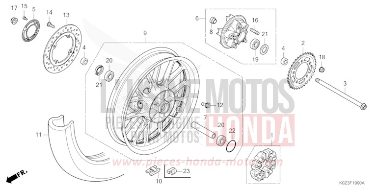 REAR WHEEL for GB350S GUNMETAL BLACK METALLIC (NHC52) from 2025