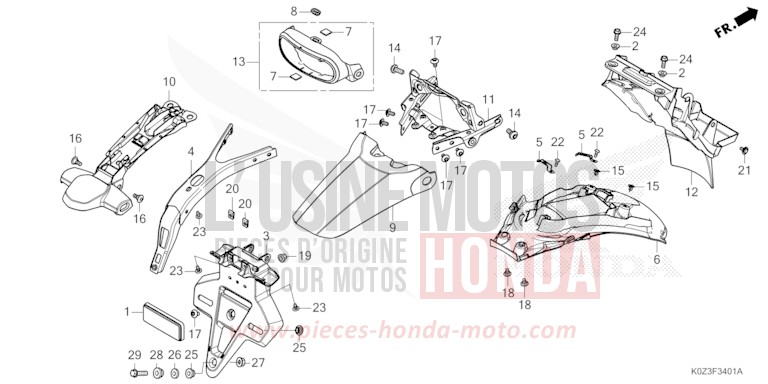 REAR FENDER (CB350RS/GB350S) for GB350S GUNMETAL BLACK METALLIC (NHC52) from 2025