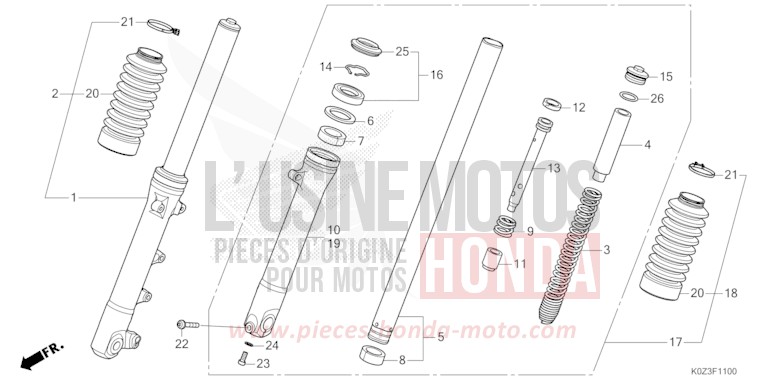 FRONT FORK for GB350S PEARL DEEP MUD GRAY (NHC47) from 2025