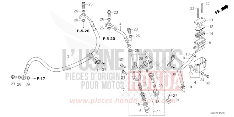 REAR BRAKE MASTER CYLINDER for GB350S PEARL DEEP MUD GRAY (NHC47) from 2025