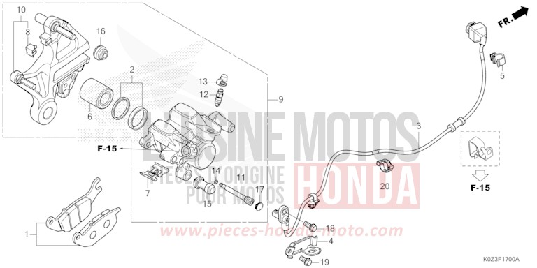 REAR BRAKE CALIPER for GB350S PUCO BLUE (B187) from 2025