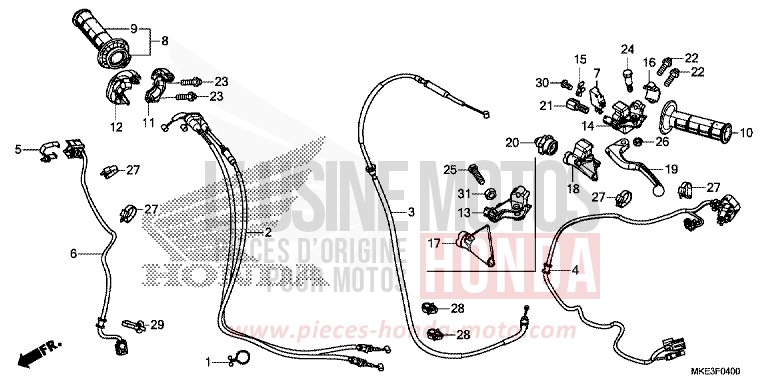 HANDLE LEVER/SWITCH/CABLE (CRF450RH/RXH) for CRF450R EXTREME RED (R292) from 2017