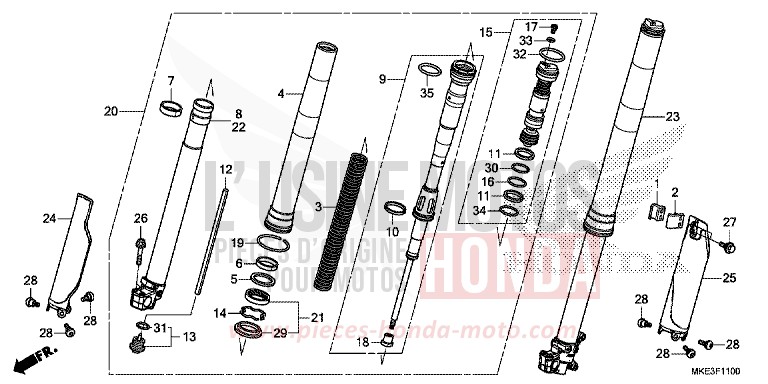 FORCELLA ANTERIORE per CRF450R EXTREME RED (R292) del 2017