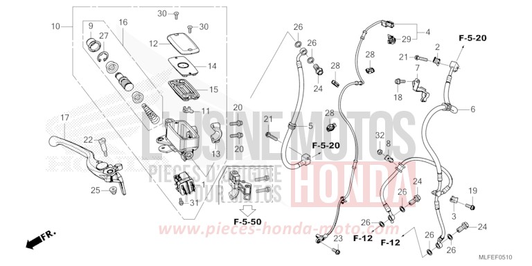 FRONT BRAKE MASTER CYLINDER for NT1100 PEARL HAWKSEYE BLUE (PB409) from 2026
