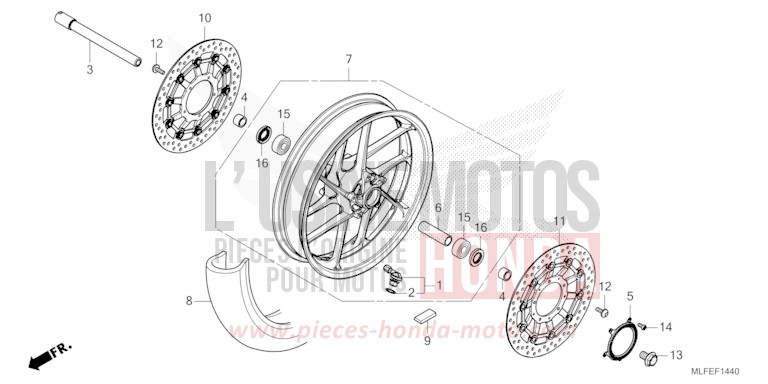 FRONT WHEEL for NT1100 PEARL HAWKSEYE BLUE (PB409) from 2026