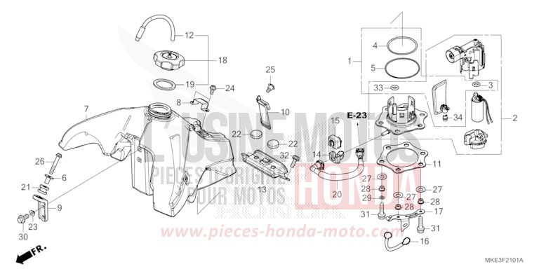 FUEL TANK (CRF450RX) for CRF450R EXTREME RED (R292) from 2018