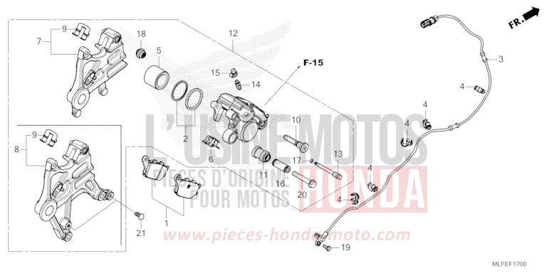 REAR BRAKE CALIPER for NT1100 PEARL HAWKSEYE BLUE (PB409) from 2026