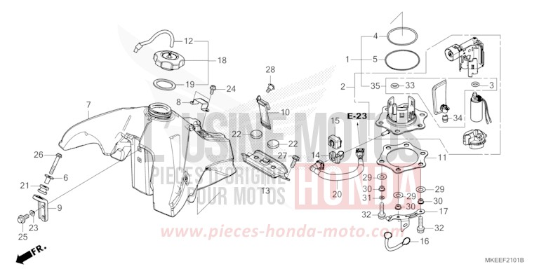 FUEL TANK (CRF450RX) for CRF450R EXTREME RED (R292) from 2019