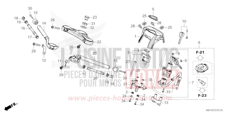 HANDLE PIPE/TOP BRIDGE (CBR650RA/CBR650RAC) for CBR650R GRAND PRIX RED (R380) from 2024