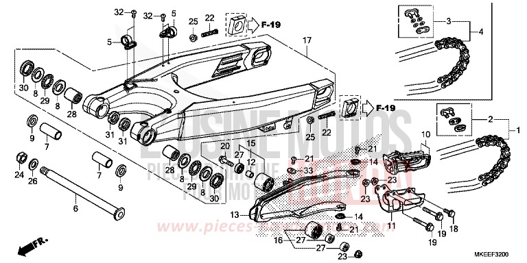 SWINGARM for CRF450R EXTREME RED (R292) from 2019