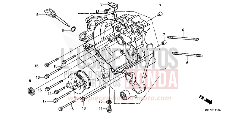 RIGHT CRANKCASE for NSC110MPD PEARL NIGHTSTAR BLACK (NHA84) from 2014